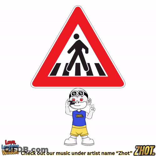 A Cartoon Character Is Standing Next To A Crosswalk Sign GIF