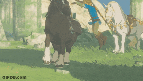 A Cartoon Character Is Standing Next To A Horse GIF