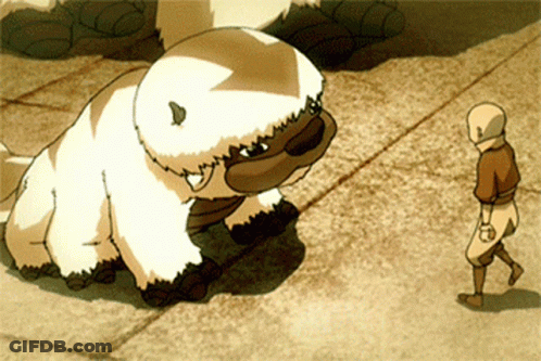 A Cartoon Character Is Standing Next To A Huge Animal GIF