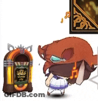 A Cartoon Character Is Standing Next To A Jukebox With A Crown On It GIF