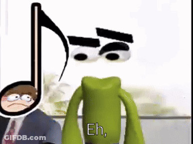A Cartoon Character Is Standing Next To A Man In A Suit And Tie And A Music Note . GIF