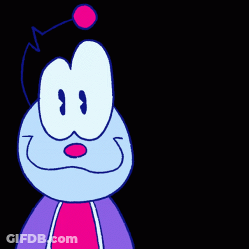 A Cartoon Character Is Standing Next To A Mushroom With The Words Game On Written Above It GIF