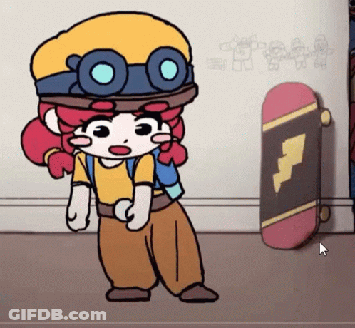 A Cartoon Character Is Standing Next To A Skateboard GIF
