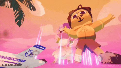 A Cartoon Character Is Standing Next To An Airplane That Says Wingbong GIF