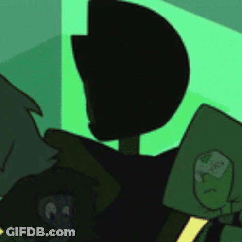 A Cartoon Character Is Standing Next To Another Character In A Green Room . GIF