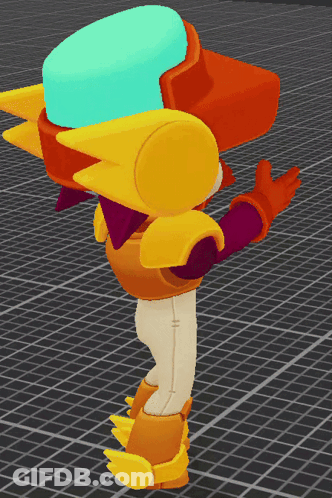 A Cartoon Character Is Standing On A Black Grid GIF