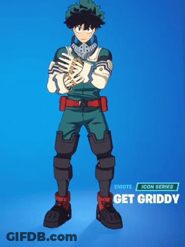 A Cartoon Character Is Standing On A Blue Background With The Words Get Griddy Below Him . GIF