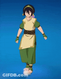 A Cartoon Character Is Standing On A Blue Surface With His Arms Outstretched GIF