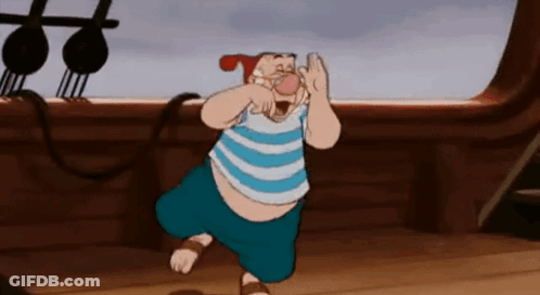 A Cartoon Character Is Standing On A Boat And Talking On A Cell Phone . GIF