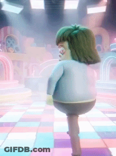 A Cartoon Character Is Standing On A Checkered Floor In A Room GIF