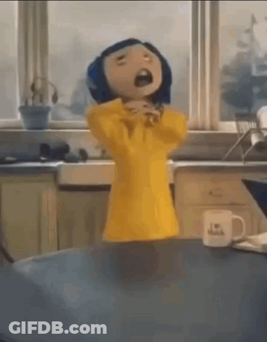 A Cartoon Character Is Standing On A Counter In A Kitchen . GIF