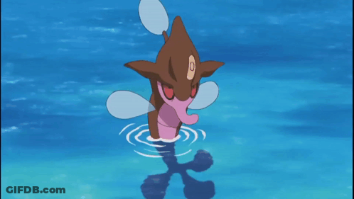 A Cartoon Character Is Standing On A Pile Of Dirt In The Ocean . GIF