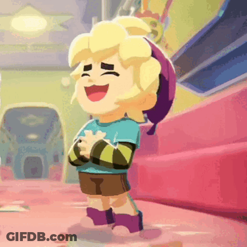 A Cartoon Character Is Standing On A Pink Couch With His Arms Crossed And Laughing GIF