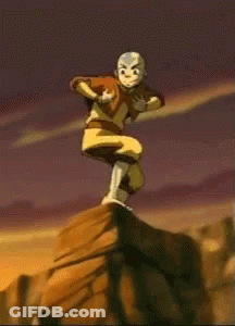 A Cartoon Character Is Standing On A Rock GIF