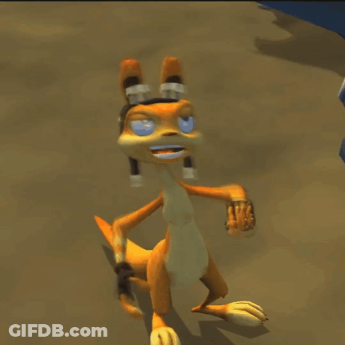 A Cartoon Character Is Standing On A Sandy Beach GIF