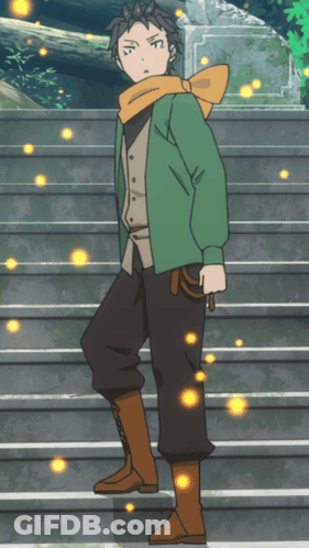 A Cartoon Character Is Standing On A Set Of Stairs GIF