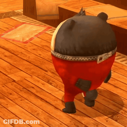 A Cartoon Character Is Standing On A Wood Floor GIF