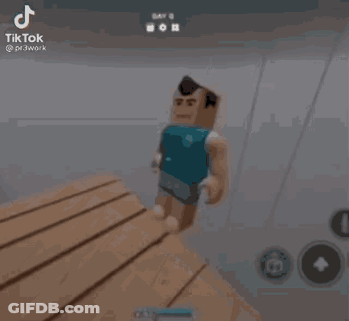 A Cartoon Character Is Standing On Top Of A Wooden Table In A Video Game . GIF