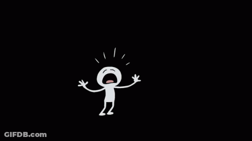 A Cartoon Character Is Standing With His Arms Outstretched And A Light Coming Out Of His Head . GIF