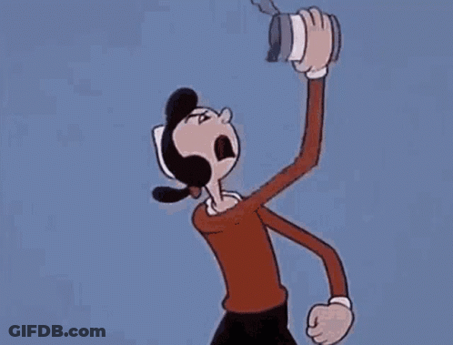 A Cartoon Character Is Stretching Her Arms And Making A Fist With Her Hands . GIF