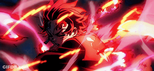 A Cartoon Character Is Surrounded By Red Flames And Smoke GIF