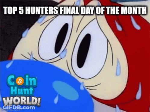 A Cartoon Character Is Sweating With The Words Top 5 Hunters Final Day Of The Month On The Bottom GIF