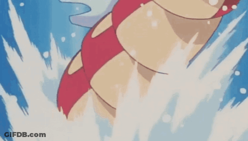 A Cartoon Character Is Swimming In The Water With A Blue Background . GIF