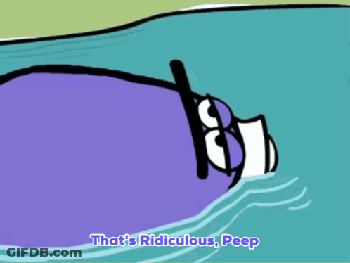 A Cartoon Character Is Swimming In The Water With The Words " And I 'M Completely Immature " Below Him GIF
