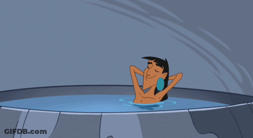 A Cartoon Character Is Taking A Bath In A Tub With His Eyes Closed GIF