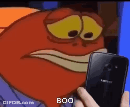 A Cartoon Character Is Taking A Picture Of Himself With A Samsung Phone . GIF