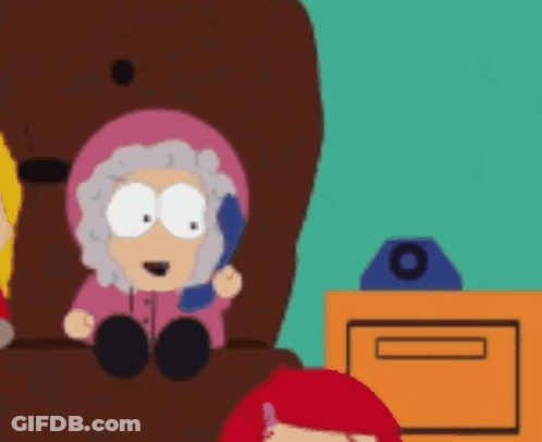 A Cartoon Character Is Talking On A Phone GIF