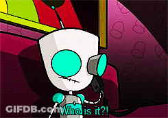 A Cartoon Character Is Talking On A Phone And Says Who Is It GIF