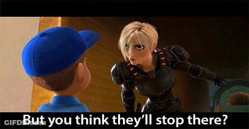 A Cartoon Character Is Talking To Another Cartoon Character With The Words But You Think They 'Ll Stop There GIF