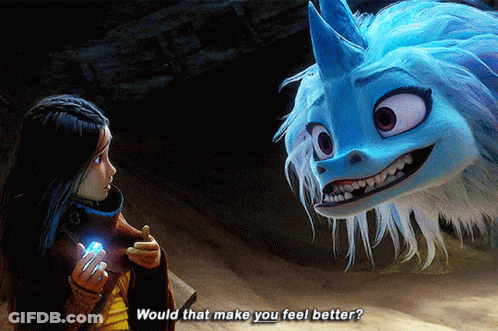 A Cartoon Character Is Talking To Another Cartoon Character With The Words " Would That Make You Feel Better " GIF