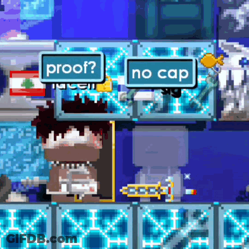 A Cartoon Character Is Talking To Another Character With A Sign That Says Proof And No Cap GIF