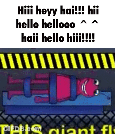 A Cartoon Character Is Tied Up And Says Hii Heyy Hai !!! Hii Hello Helloooo Haii Hello Hii !!! GIF
