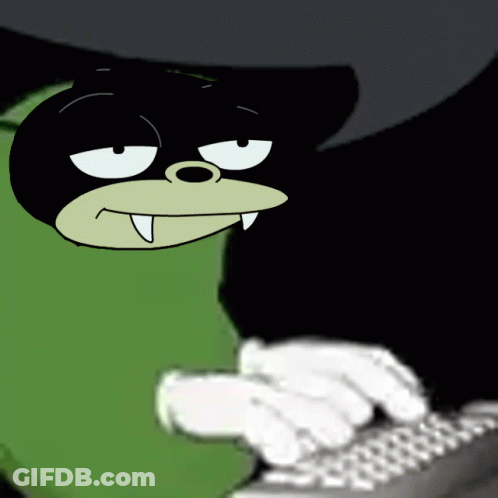 A Cartoon Character Is Typing On A Computer Keyboard GIF