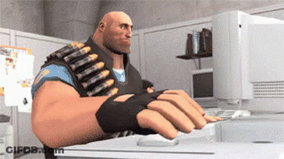 A Cartoon Character Is Typing On A Keyboard In Front Of A Computer . GIF