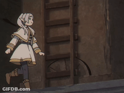 A Cartoon Character Is Walking In Front Of A Ladder And Wheel GIF