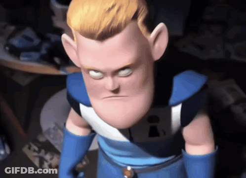 A Cartoon Character Is Wearing A Blue And White Uniform With The Letter I On It GIF