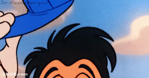 A Cartoon Character Is Wearing A Blue Hat And The Name Sir Maximian Goor Is On The Bottom Left GIF