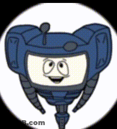 A Cartoon Character Is Wearing A Blue Helmet With A Face On It GIF