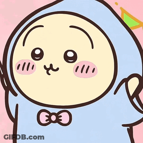 A Cartoon Character Is Wearing A Blue Hoodie And Has A Bow On His Chest GIF