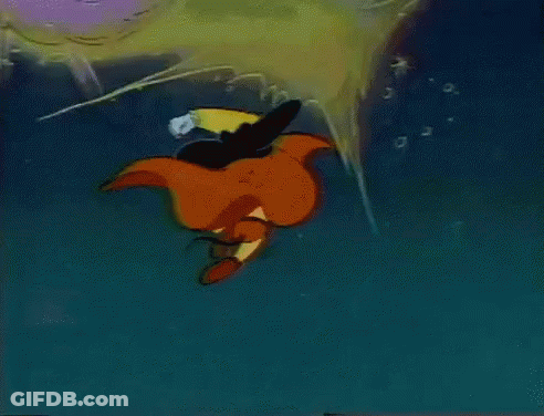 A Cartoon Character Is Wearing A Cape And Flying Through The Air GIF