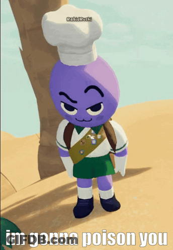 A Cartoon Character Is Wearing A Chef 'S Hat And Has The Words Im Gonna Poison You Below Him GIF