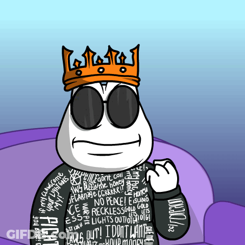 A Cartoon Character Is Wearing A Crown And Sunglasses And Has A Sweatshirt That Says I Dont Want GIF