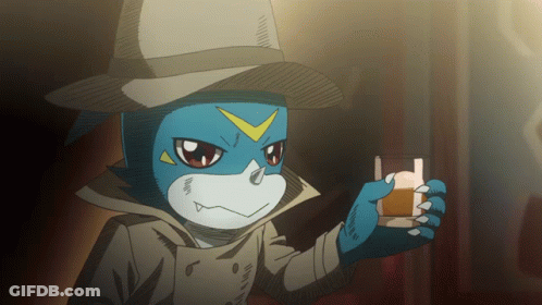 A Cartoon Character Is Wearing A Hat And Holding Something GIF
