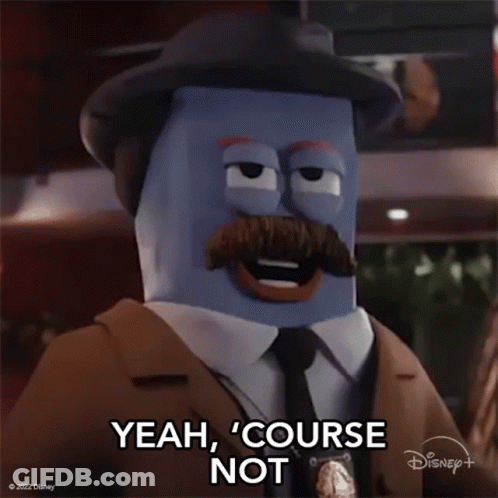 A Cartoon Character Is Wearing A Hat And Tie And Says Yeah , Course Not . GIF
