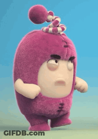 A Cartoon Character Is Wearing A Pink Costume And A Hat . GIF