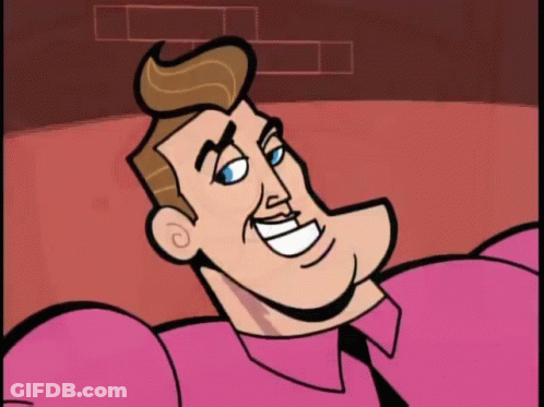 A Cartoon Character Is Wearing A Pink Shirt And Tie GIF